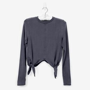 Athleta Samsara Side Tie Sweatshirt Small Gray Athleisure Yoga Lounge Casual